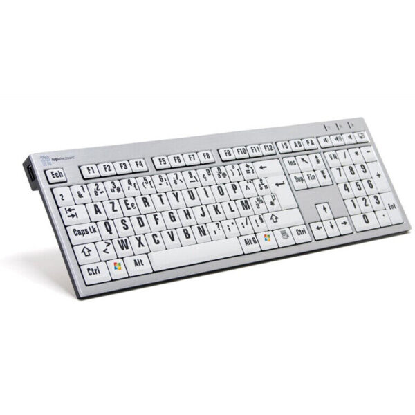 Logickeyboard XL-Print Slim Alu Black on White FR (PC)