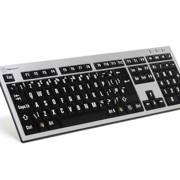 LogicKeyboard XL-Print PC-Slim -White on Black- dt. (PC)