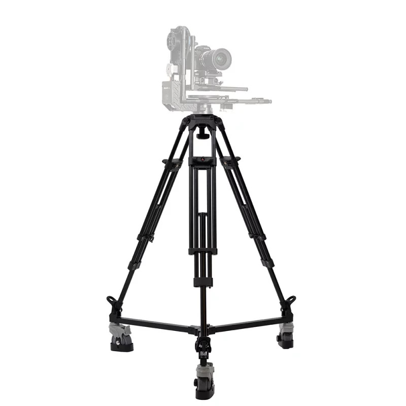 Aluminum PTZ Tripod w/ 100mm Flat Base & Dolly, Quick Release Plate, 88 lbs.