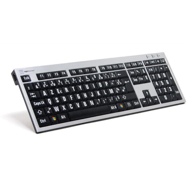 Logickeyboard XL-Print Slim Alu White on Black fr. (PC)